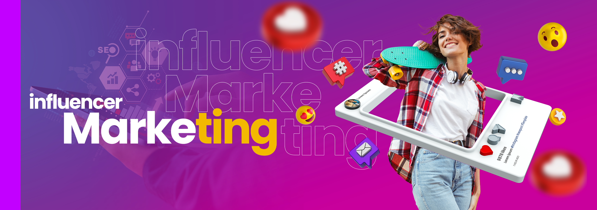 Banner de marketing e influencers